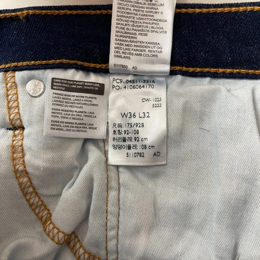 Levis 511 Jeans Mens 36x32 Blue Slim Fit Dark Wash Stretch Denim Grunge Preppy